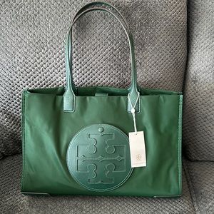 Green Tori Burch tote.